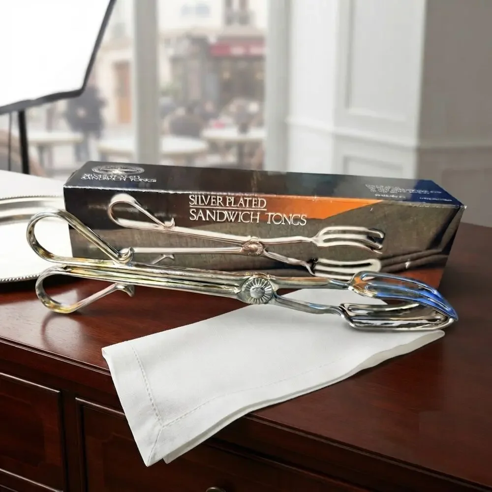 Vintage 1987 Godinger Paul Revere Silverplate Sandwich Tongs 401 NOS Box